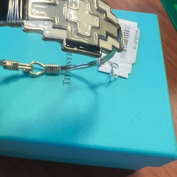 Cross Enamel Gray, White, and Black Gold Tone Bracelet - Picture 10 of 10